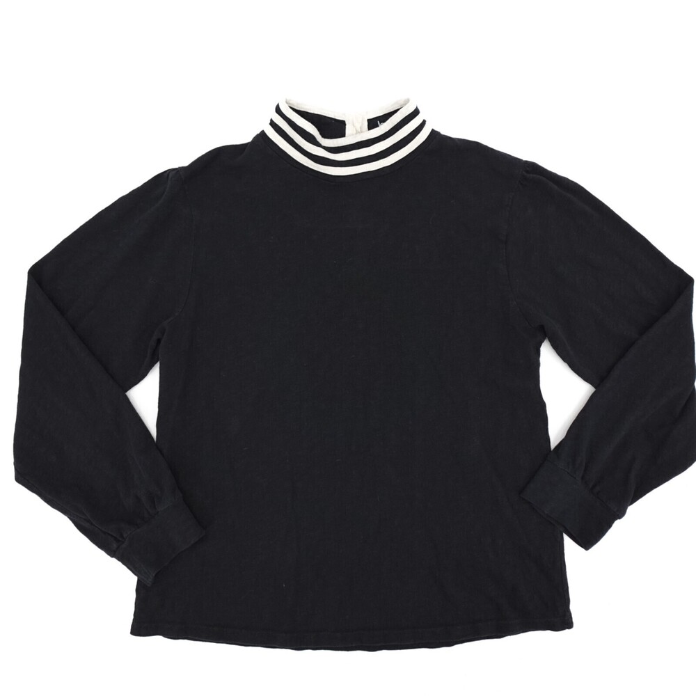 ba&sh Shirt Womens 3 Black White Mock Neck Long Sleeve Pullover